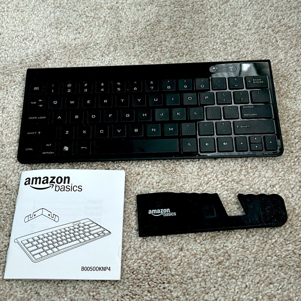 AmazonBasics Bluetooth Keyboard with Mini Travel Stand for Android Devices